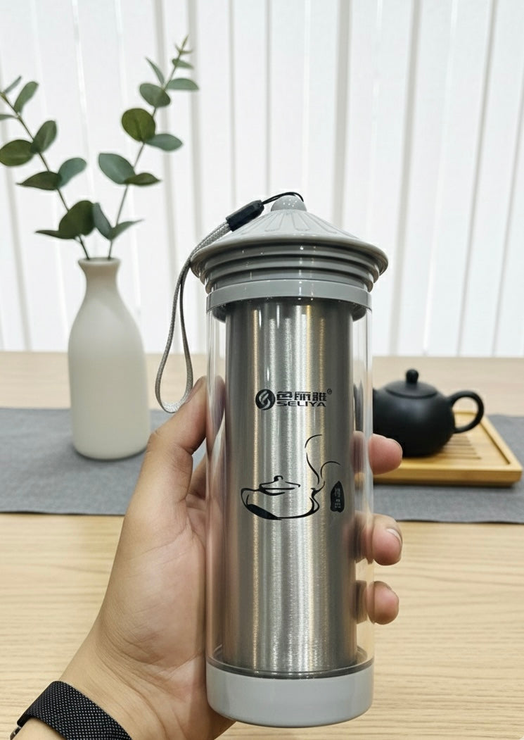 4 pcs combo deal Double Wall Glass Tea Infuser Tumbler – Stainless Steel Core
