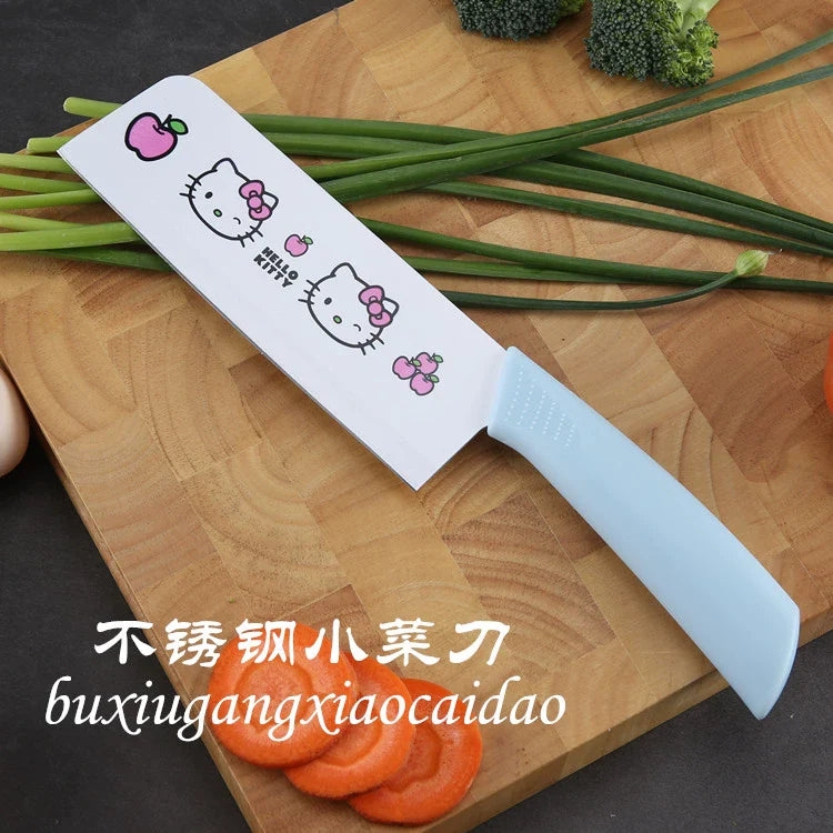Set of 3 Hello kitty anti-rust kitchen knife cutting board set creative fruit knife