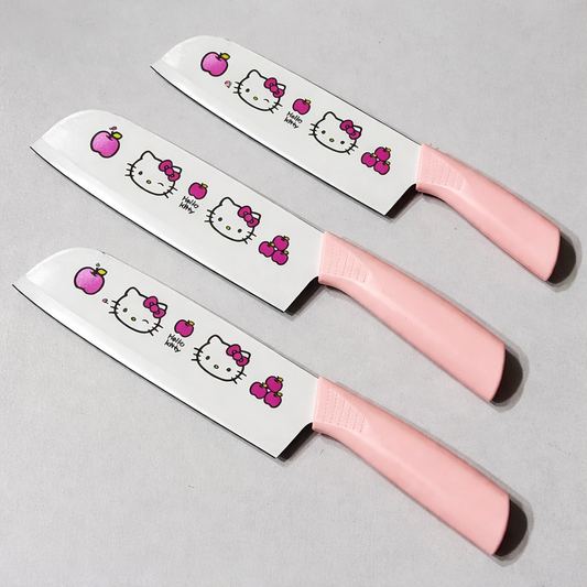 Set of 3 Hello kitty anti-rust kitchen knife cutting board set creative fruit knife