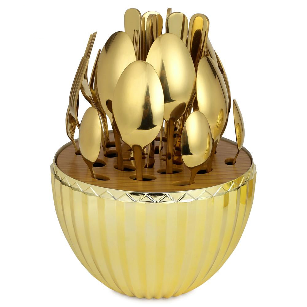 24pcs Steel Gold Coated Cutlery Set
