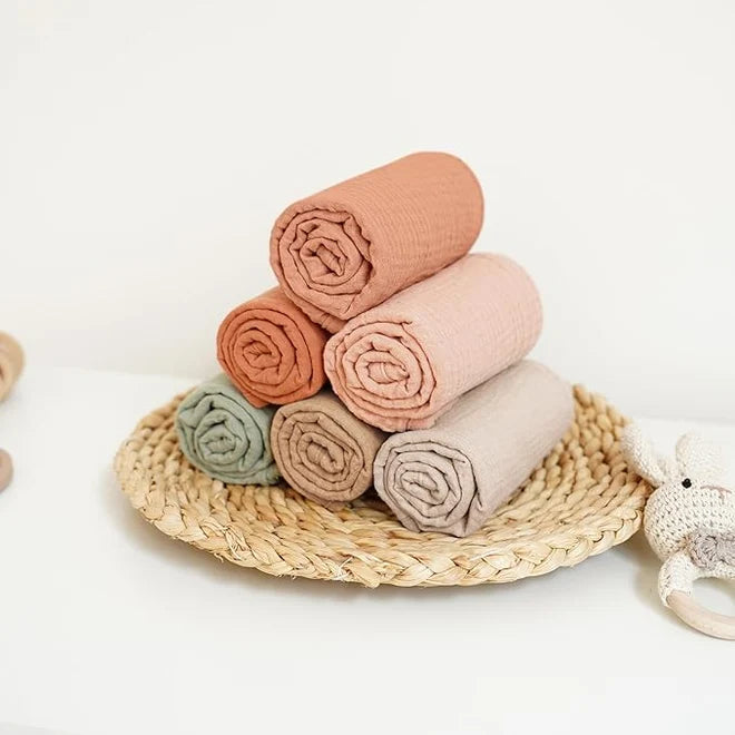 Muslin Burp Cloths 6 Pack Machine Washable, Baby Essentials for kids