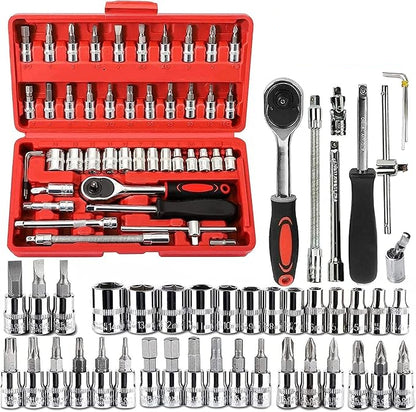 46-piece, 1/4-inch Drive Socket and Ratchet Wrench Set