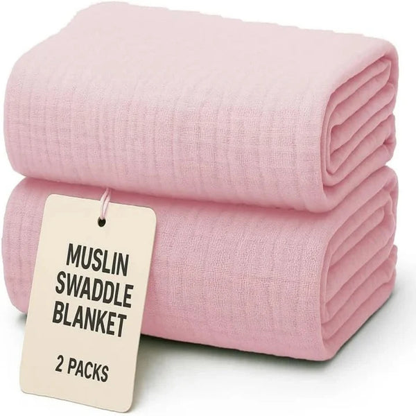 2 Packs Swaddle Blankets for Unisex, Newborn Receiving Blanket