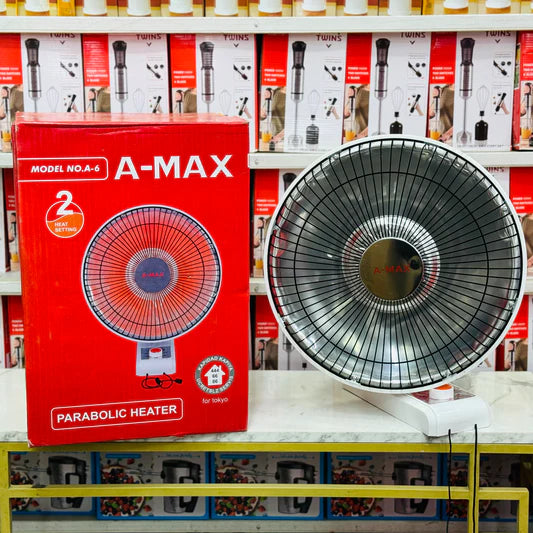 A-MAX parabolic heater on a shelf with its packaging