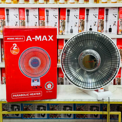A-MAX parabolic heater on a shelf with its packaging