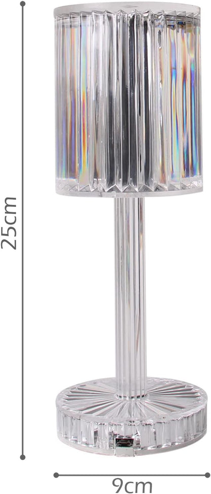 Crystal table lamp with dimensions displayed