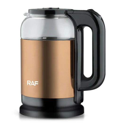 Gold electric kettle png​ with black handle