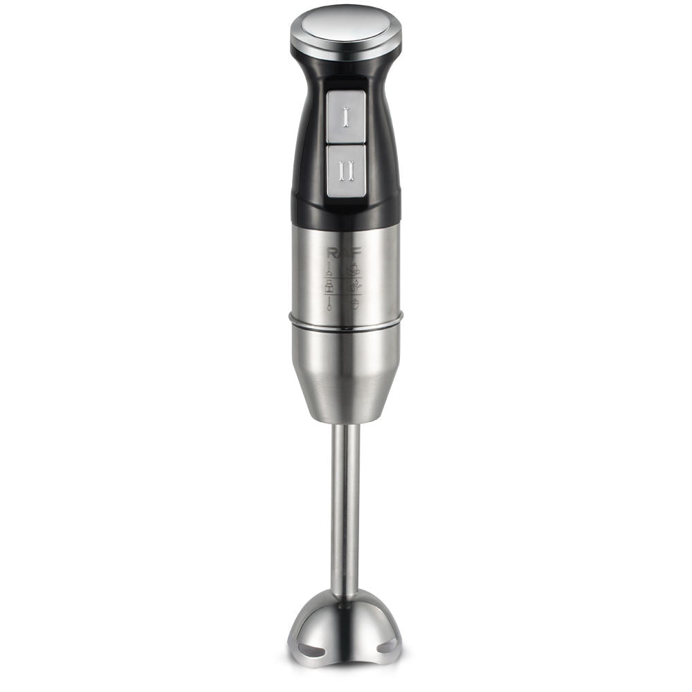 Hand blender with black and silver design