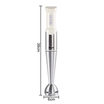 Hand blender with dimensions labeled