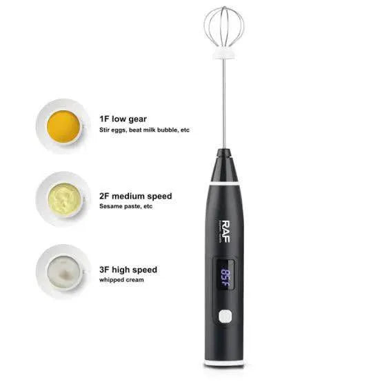 Electric Egg RAF 3 in 1Whisk and Coffee Mixer Milk Frother 3 Speeds 20 W Coffee Beater Multi-Purpose Digital Display