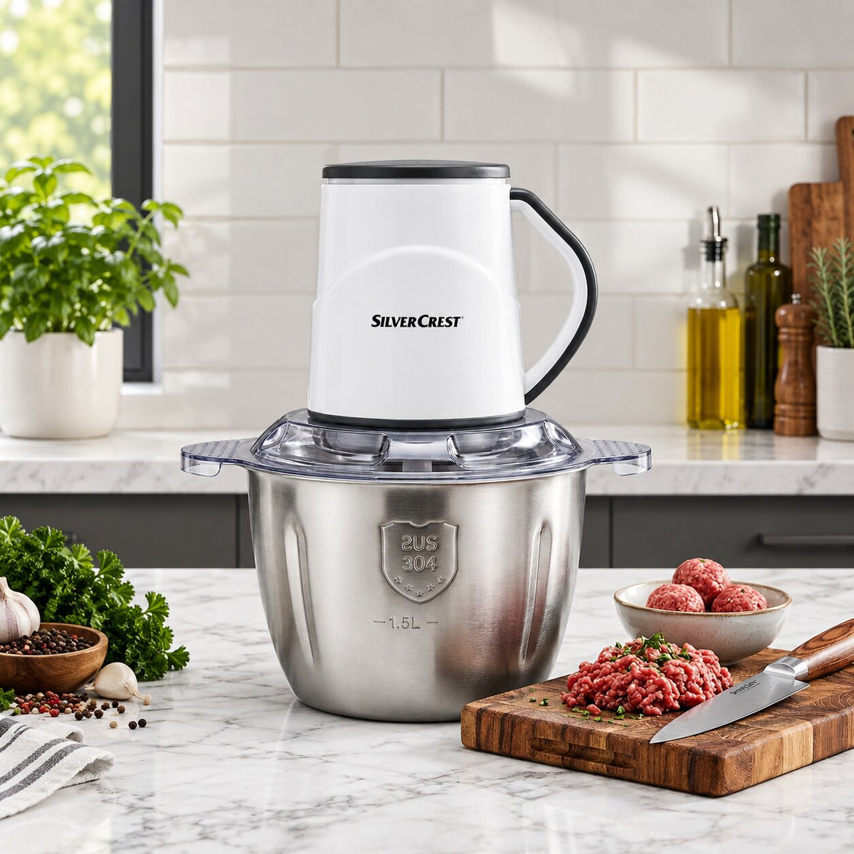 Silver Crest 3L Chopper | Electric Meat Grinder with 6 stainless steel blades