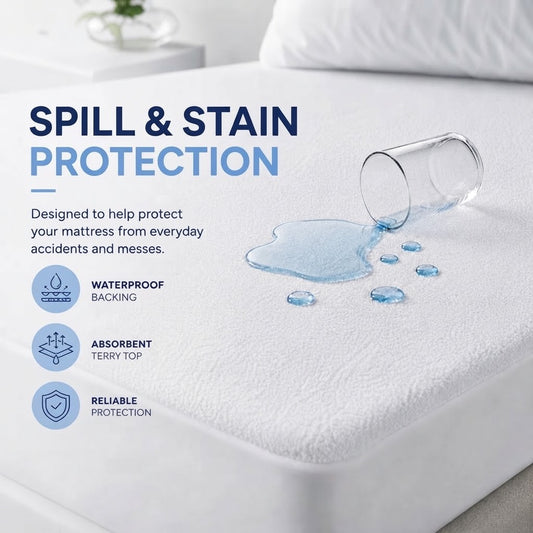 200 GSM Terry Waterproof Mattress Protector - Soft & Breathable Bed Protectors