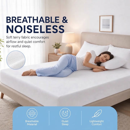 200 GSM Terry Waterproof Mattress Protector - Soft & Breathable Bed Protectors