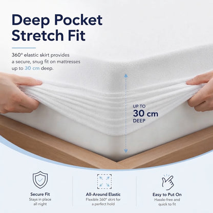 200 GSM Terry Waterproof Mattress Protector - Soft & Breathable Bed Protectors