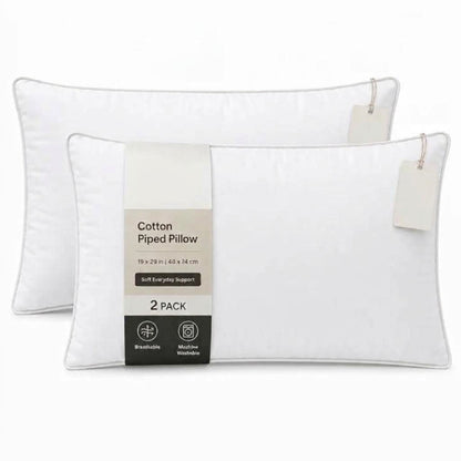 Piped Edge Bed Pillows Pack of 2