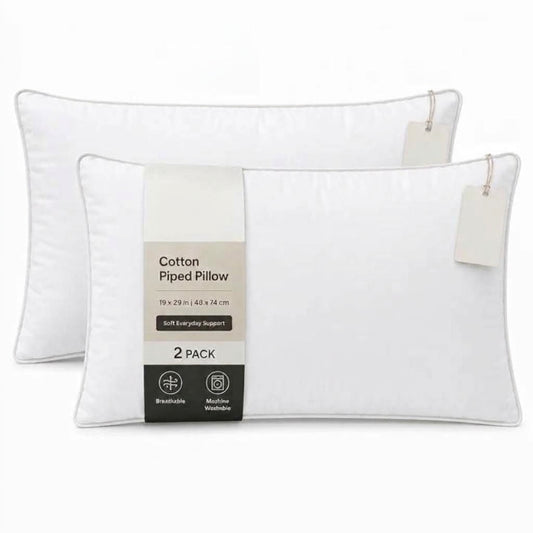 Piped Edge Bed Pillows Pack of 2