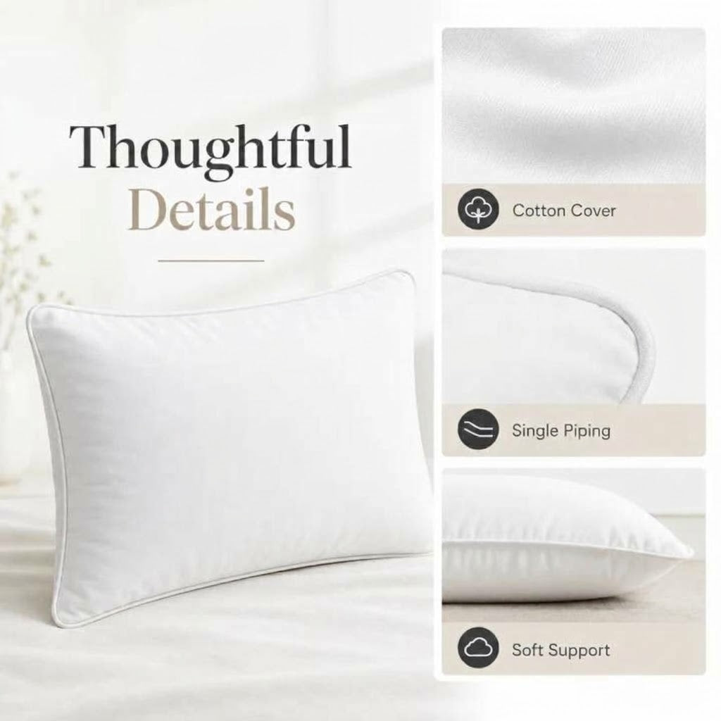 Piped Edge Bed Pillows Pack of 2