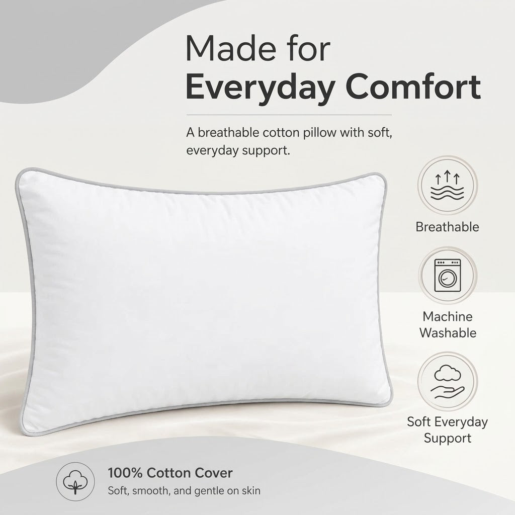 Piped Edge Bed Pillows Pack of 2