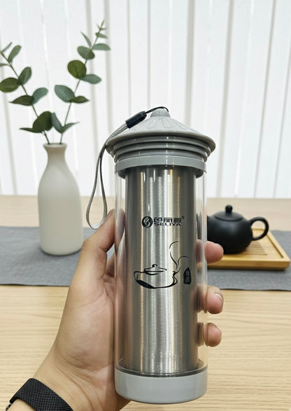 4 pcs combo deal Double Wall Glass Tea Infuser Tumbler – Stainless Steel Core