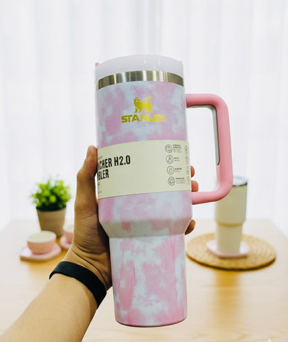 Marble Luxe Insulated Tumbler – 40oz with Handle