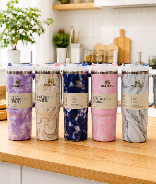 Marble Luxe Insulated Tumbler – 40oz with Handle