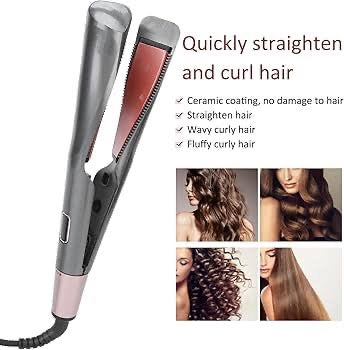 Hair Curler & Straightener 2 in 1,  Spiral Wave Curling Iron, Professional Hair Straighteners
