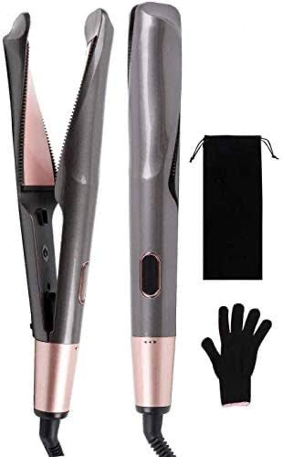 Hair Curler & Straightener 2 in 1,  Spiral Wave Curling Iron, Professional Hair Straighteners
