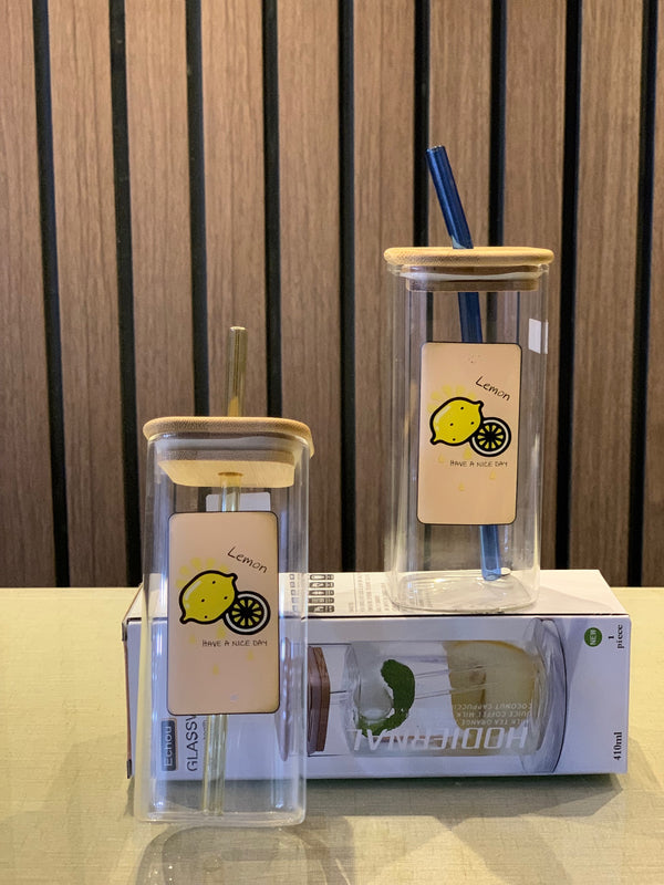 Juice Glass with straw |  1PC AIR TIGHT STRAW JUICE JAR | 540Ml