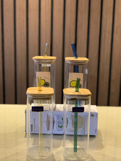 Juice Glass with straw |  1PC AIR TIGHT STRAW JUICE JAR | 540Ml