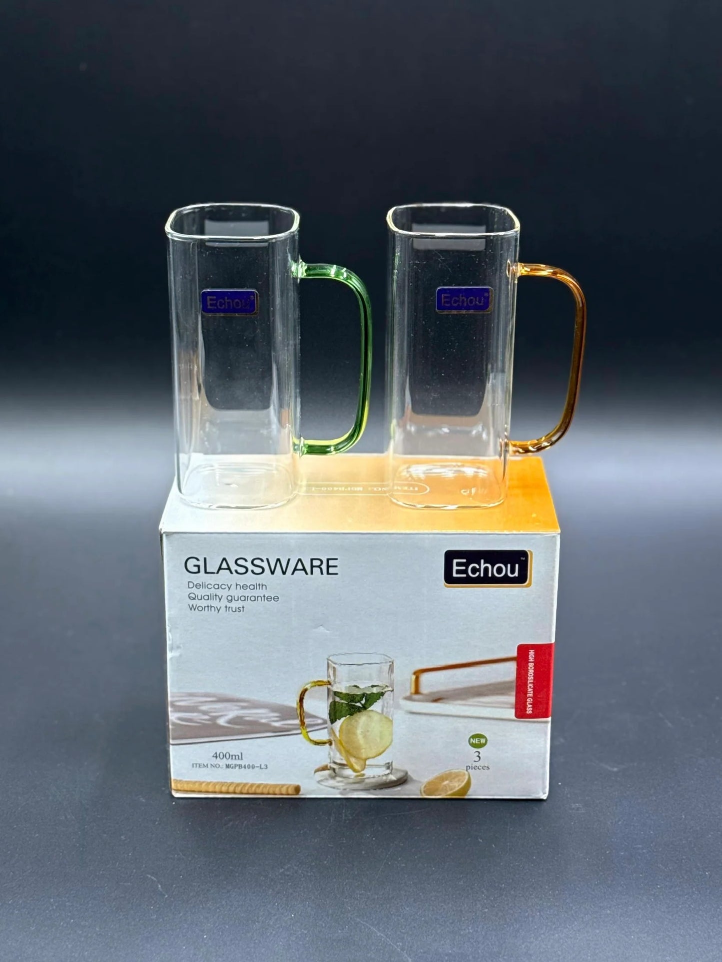 3 Pcs Echo Chinese Fine Glass 400ML
