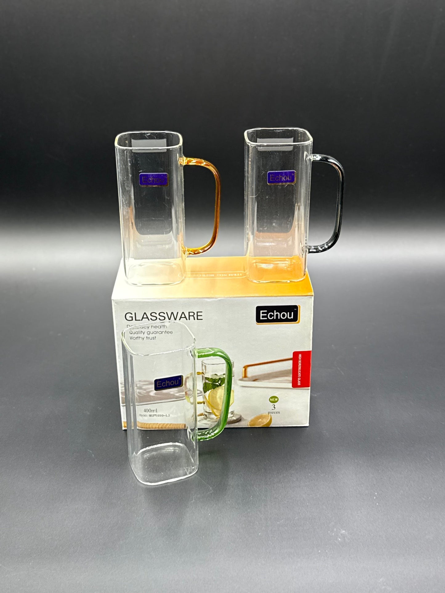 3 Pcs Echo Chinese Fine Glass 400ML
