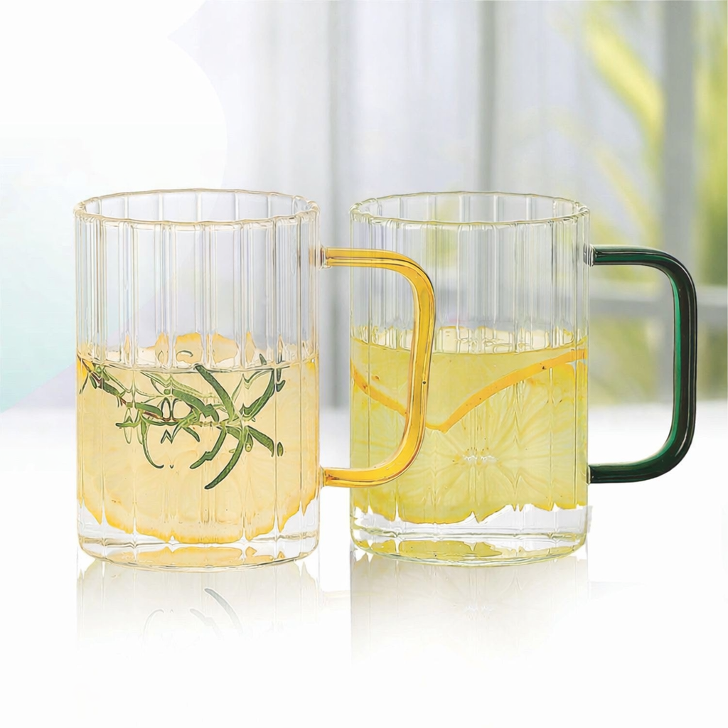 Echou Ribbed Borosilicate Glass Mug Set (2-Piece)