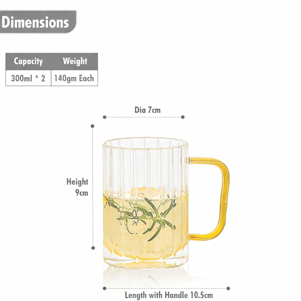 Echou Ribbed Borosilicate Glass Mug Set (2-Piece)