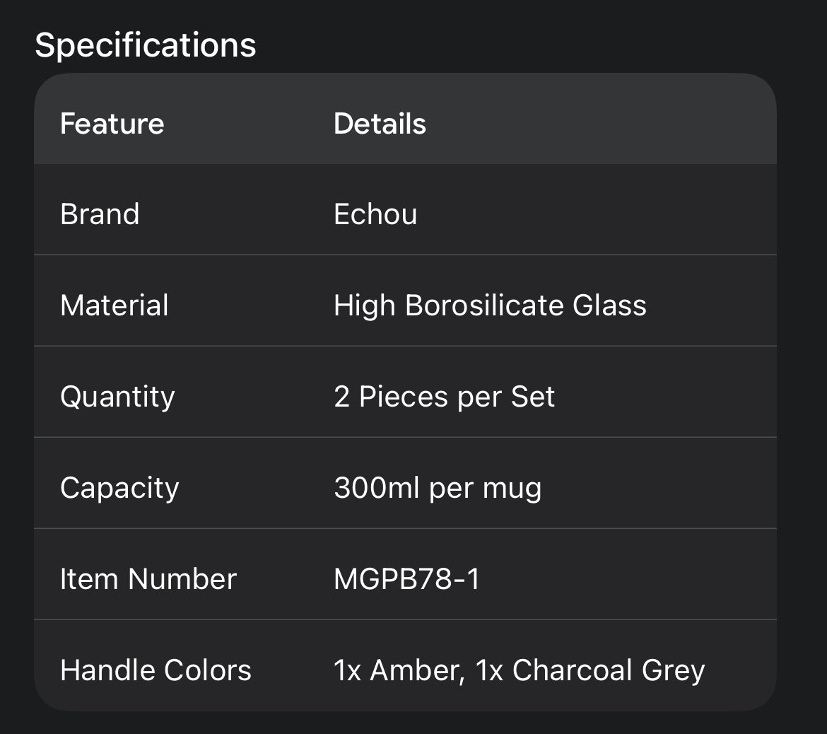Echou Ribbed Borosilicate Glass Mug Set (2-Piece)