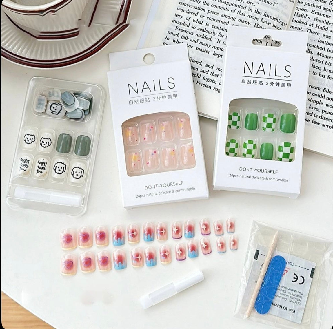 10 Pcs Deal On Nail Set With Free Marvel Makeup Sponge