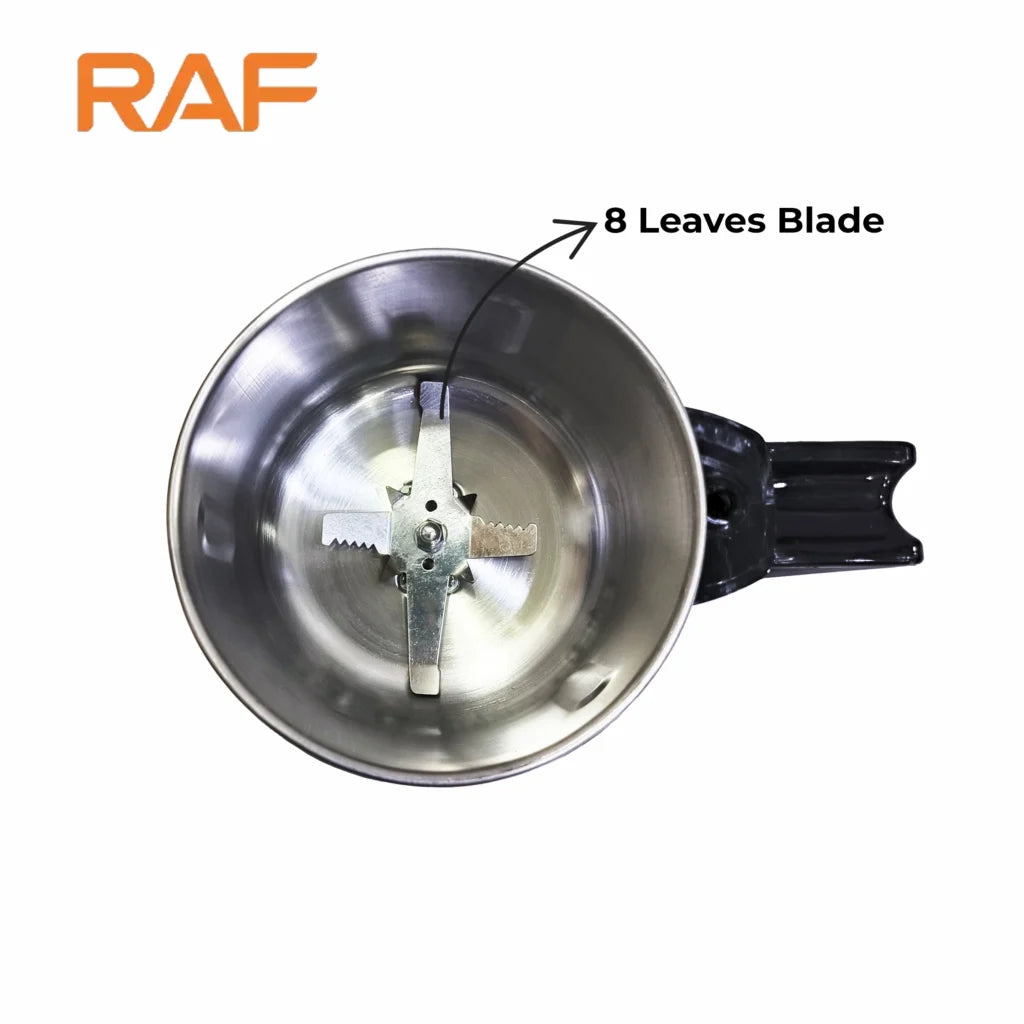 RAF metal blade with 8 leaves on a white background