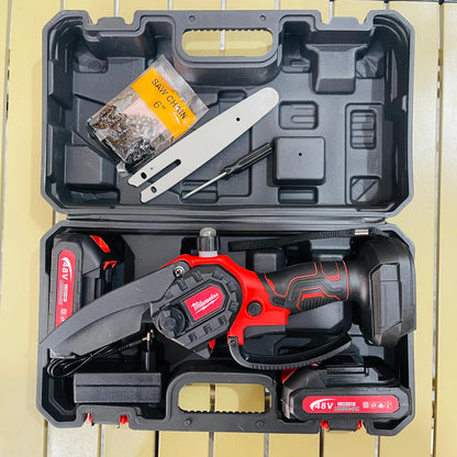 Milwaukee 48V Mini Chainsaw Kit – 6 Inch | 2 Batteries | High-Power Li-Ion 5.0Ah