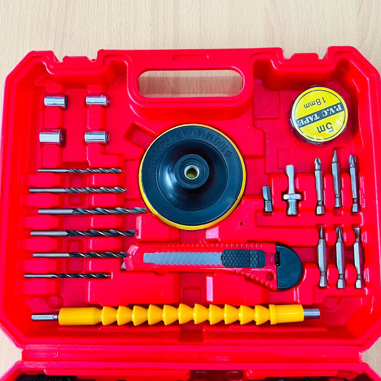 Milwaukee Cordless Drill Machine Set – 2 Batteries, Charger &amp; 32pcs Tool Kit