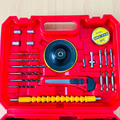 Milwaukee Cordless Drill Machine Set – 2 Batteries, Charger &amp; 32pcs Tool Kit
