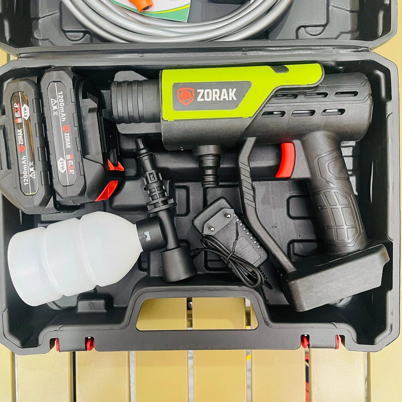 ZORAK Cordless High-Pressure Car Washer – 2 Batteries | Foam Cannon | Portable Jet Cleaning Kit